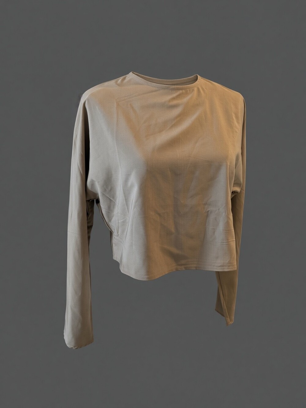 Women's Long Sleeve Cropped Top - Beige